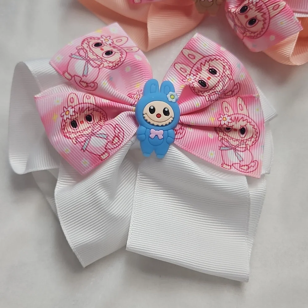 Girl's Set of 2 Labubu Monsters Hairbows Hair Accessories Clip On Cute Trendy
